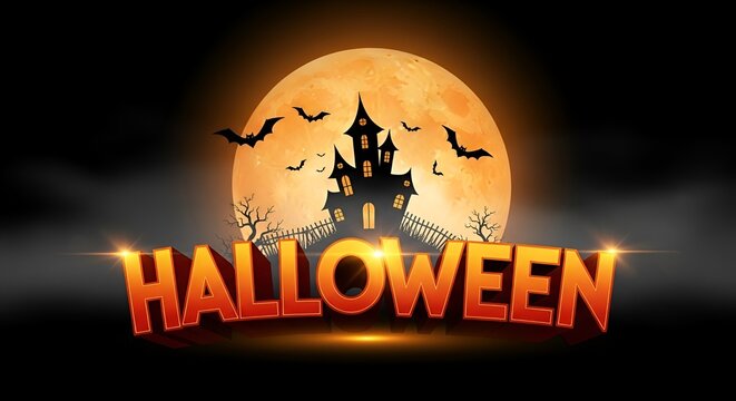 Spooky Halloween Scary Night 3D Typography Style