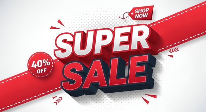 Eye Catching Super Sale Promotional 3D Banner