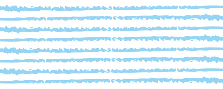 Light blue seamless watercolor stripes background. Summer pastel straight horizontal lines for fabric, textile, wrapping paper, banner, poster. Abstract strokes repeated pattern. Vector wallpaper