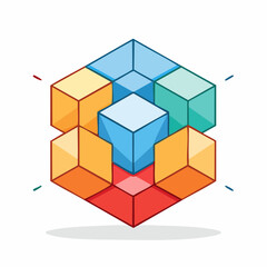 Obraz premium Abstract 3D Cube Structure with Colorful Blocks