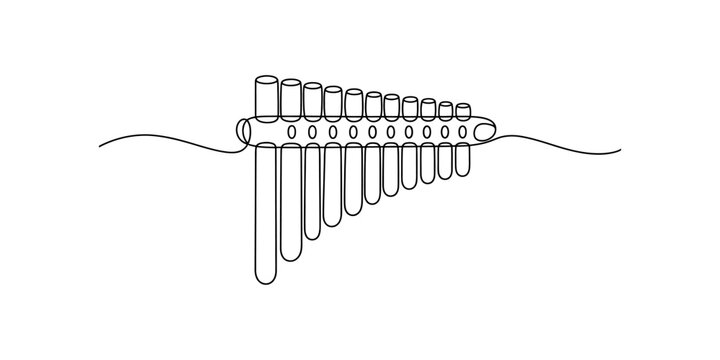 Pan flute musical instrument, simple line art drawing, single continuous line Vector, illustration