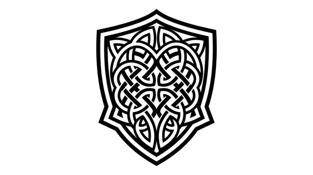 Medieval Shield with Intricate Celtic Knot Pattern Vector on Light Background