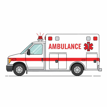 Ambulance emergency rescue vehicle vector illustration side view isolated on white background