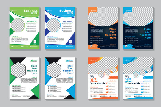 Corporate flyer design set for business or brochure cover collection