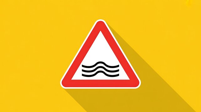 Warning sign, road sign, traffic sign, danger waves ahead, caution symbol