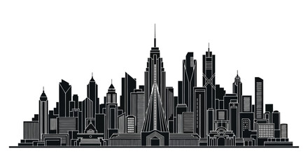 Obraz premium Modern City Skyline Silhouette Illustration