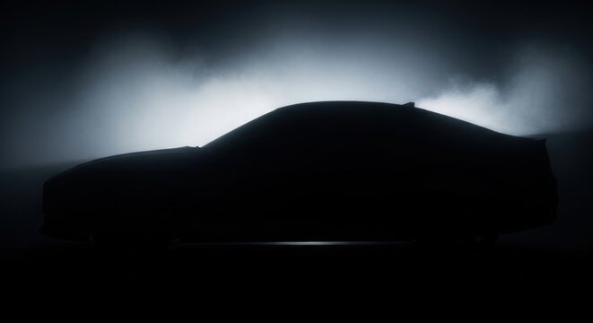 Mysterious Car Silhouette at Night.