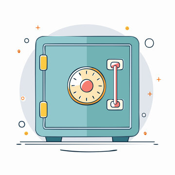 Illustration of a Teal Safe with Combination Lock