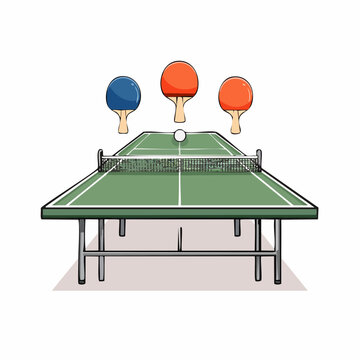 Ping Pong Table with Paddles and Ball