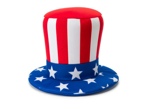 Uncle sam hat with red and white stripes and blue stars, fourth of jul