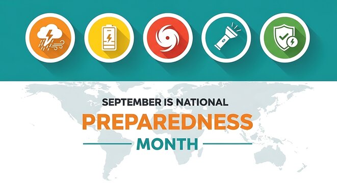 National preparedness month infographic with emergency icons