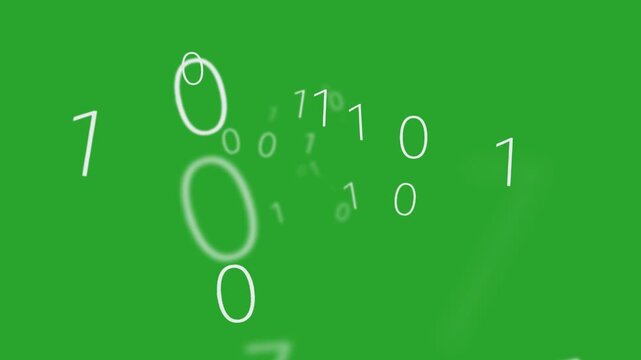 Numerical digits counting math numbers animated on a green screen chroma key background.  computer perfect texture cgi footage generated editing pro creative best digital graphics pattern media