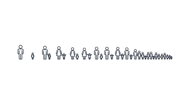 People icons linear silhouette collection