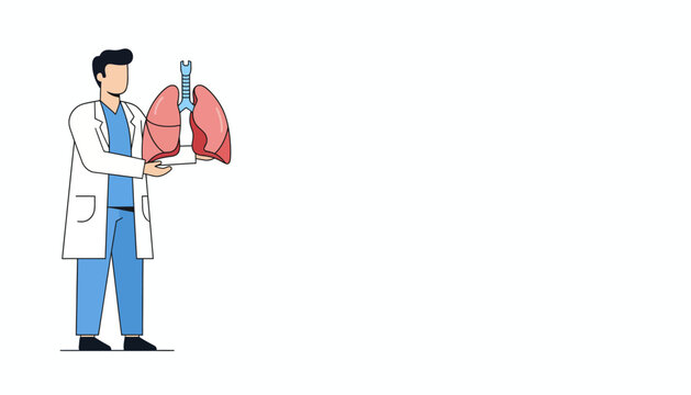Doctor holding human lungs, medical professional with diagnostic tool for respiratory health and lung examination.