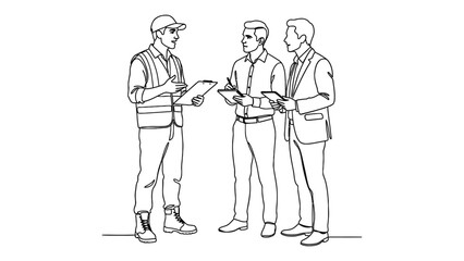 Obraz premium Three businessmen discussing a document.