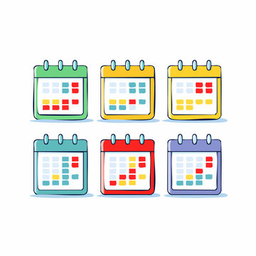 Set of colorful cartoon calendars