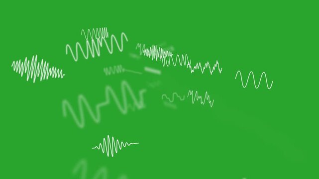 Audio sound waves frequency line waveforms animated on a green screen chroma key background.  hd computer floating pro transparent great epic quality new professional animation for abstract