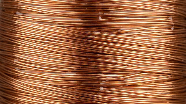 A spool of copper wire close-up.