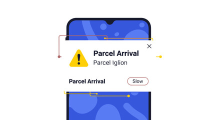Fototapeta premium Smartphone displaying a Parcel Arrival notification, indicating a delivery update.