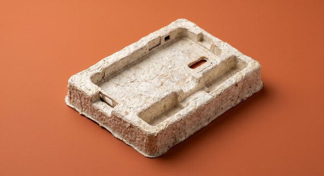 Packaging tray constructed from recycled molded pulp offers a lightweight and environmentally conscious alternative for retail electronics.