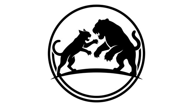 Black silhouette of dog and bear.