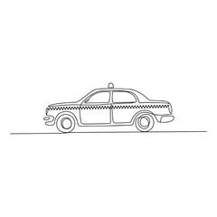 Obraz premium One continuous line drawing of vintage london cab. classic car side view. taxi service.