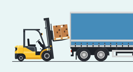 Forklift Loading Box Onto Truck Trailer - Logistics and Delivery © Wahyu