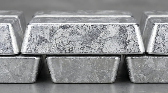 Stack of silver bullion bars.