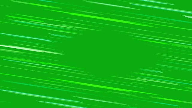 Horizontal thin white kinetic energy animated on a green screen chroma key background speed motion manga comic flash action dash effect anime zoom superman velocity a flash texture smash transition