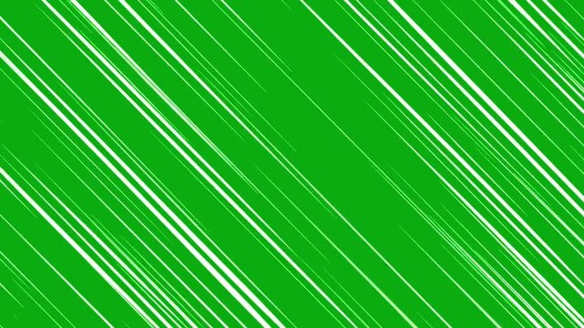 Diagonal rain like white motion lines animated on a green screen chroma key background zoom speed motion comic manga action flash anime effect dash run to a adrenaline kinetic fast adrenaline fast