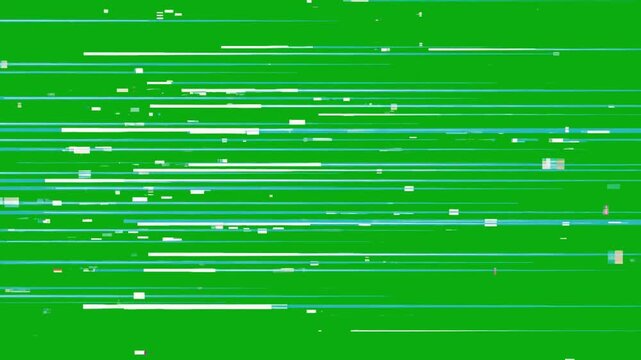 Horizontal glitchy white speed streaks animated on a green screen chroma key background flash action speed effect dash anime zoom motion comic manga in fly fight power velocity epic character
