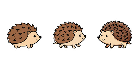 Obraz premium Cute Cartoon Hedgehog Vector Character Set Illustration