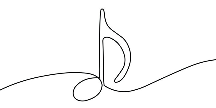 Continuous one line drawing of music notes on a stave musical symbol in one linear style vector  single line drawing of treble clef music notes minimalist drawing.