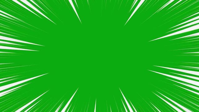 Spiky white radial energy burst lines animated on a green screen chroma key background flash anime motion speed dash action zoom effect comic manga background a a draw transition adrenaline