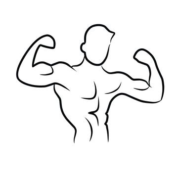Silhouette of a muscular man flexing his arm.