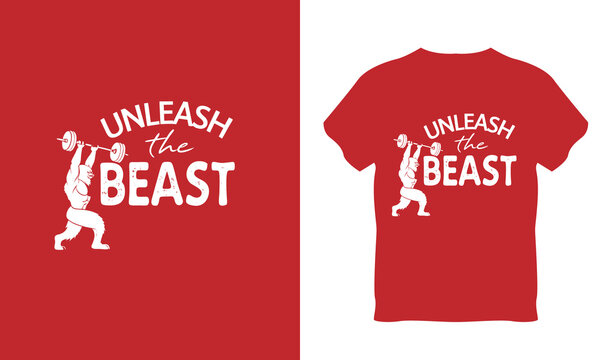 > Tap into your raw, untamed power with this "Unleash The Beast" t-shirt design. Featuring a heavy-lifting Bigfoot / Sasquatch crushing an overhead barbell press, combined with a rugged, textured vint