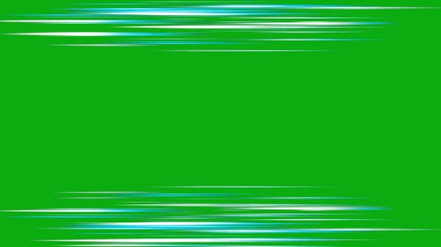 Horizontal dual edge white dash lines animated on a green screen chroma key background effect anime zoom manga dash motion flash comic action speed vfx animation element heroism space effect