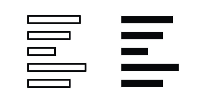Align left icon collection, linear icons set with solid style