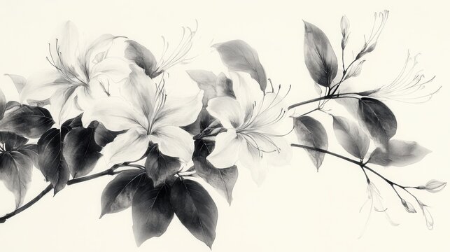 Monotone Floral Branch
