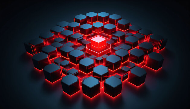 Symmetrical Red And Blue Cube Pattern