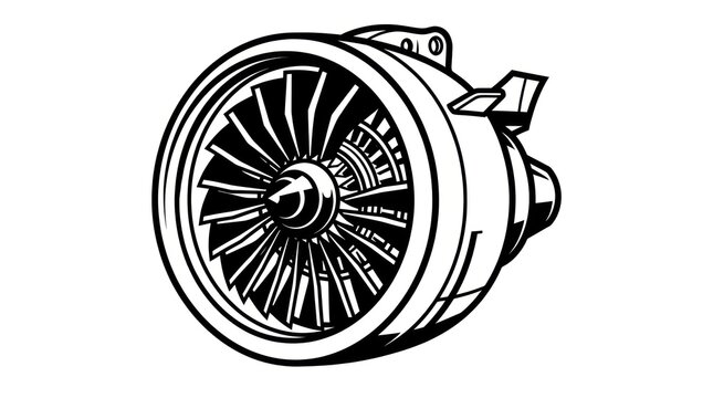 Detailed drawing of jet engine turbine.