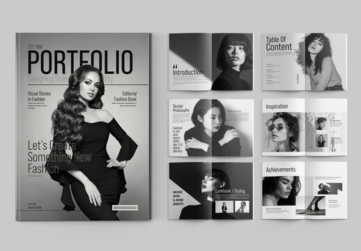 Fashion Portfolio Brochure Template With Minimal Editorial Layout