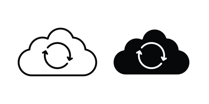 Cloud sync icon collection, linear icons set with solid style