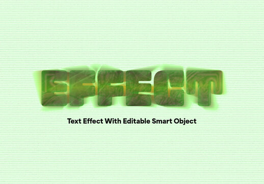 Green Glitch Text Effect Template With Editable Smart Object