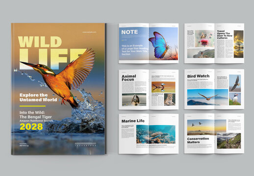 Wildlife Magazine Template Nature Editorial Design