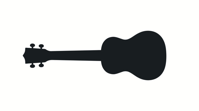 Black silhouette of a ukulele on a white background