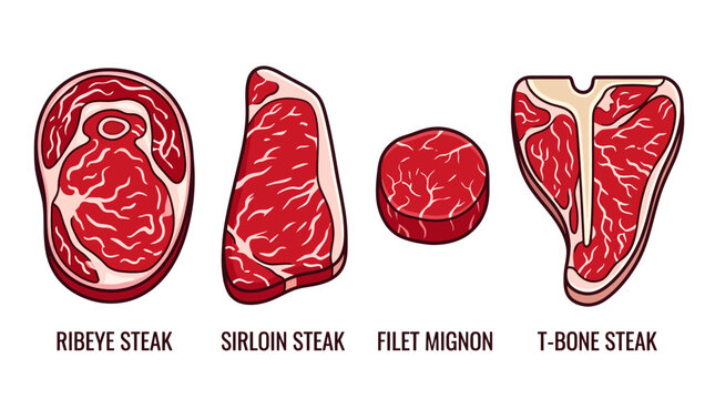 Popular Beef Steak Cuts Infographic Chart Vector Illustration