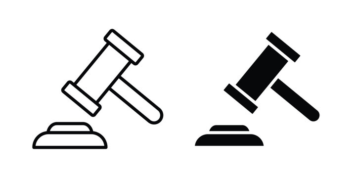 Gavel icon collection, linear icons set with solid style