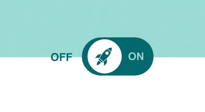 Toggle switch with rocket icon on setting