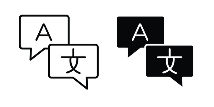 Language icon collection, linear icons set with solid style